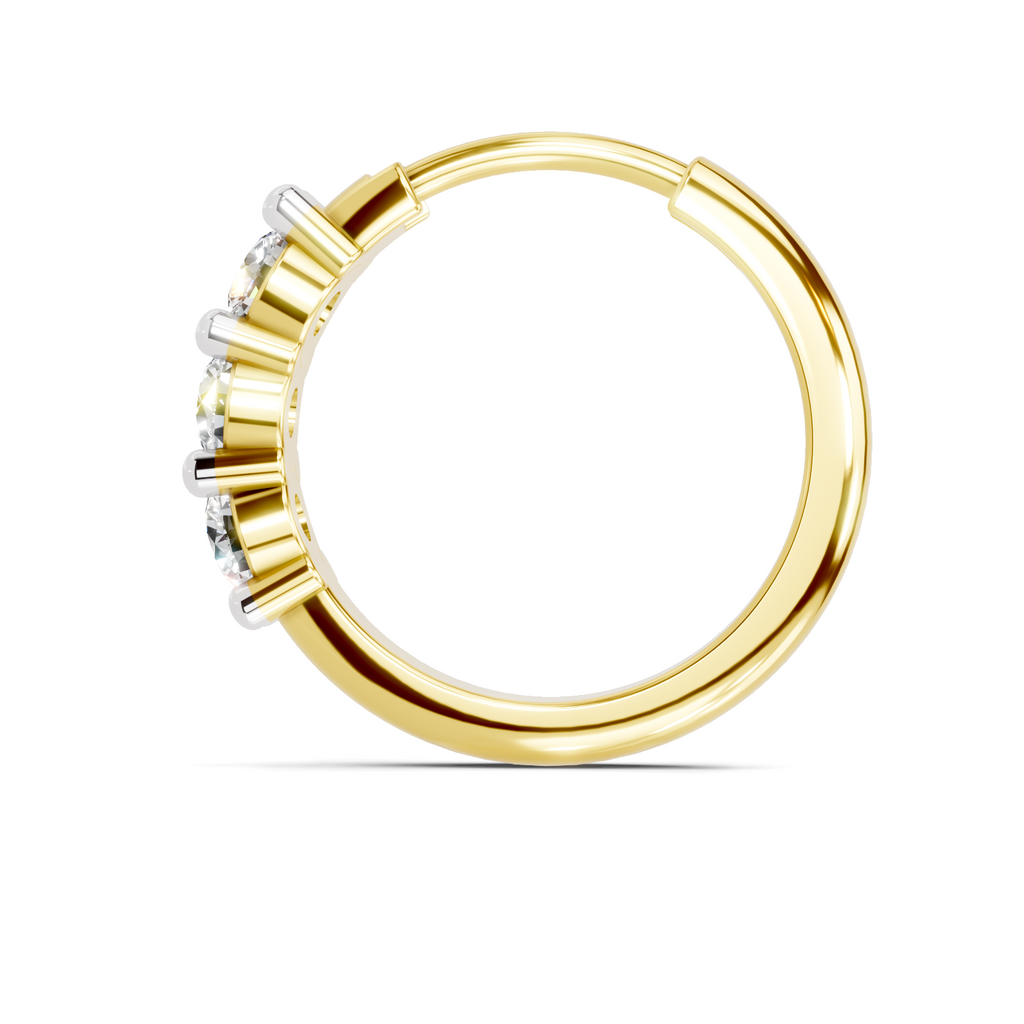 0.11 Carat Lab Grown Diamond Trio Stone Nosepin | 14K Yellow Gold (Screw)