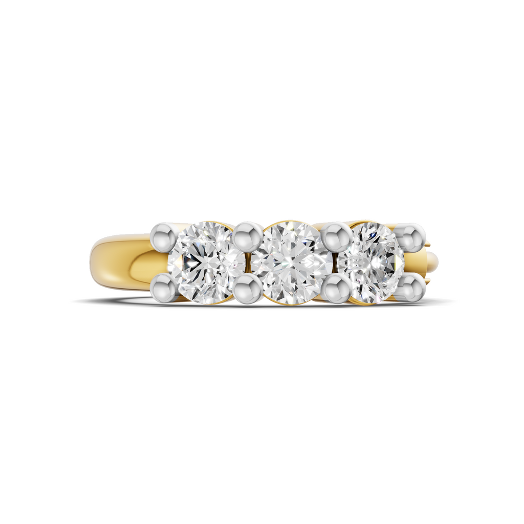 0.11 Carat Lab Grown Diamond Trio Stone Nosepin | 14K Yellow Gold (Screw)