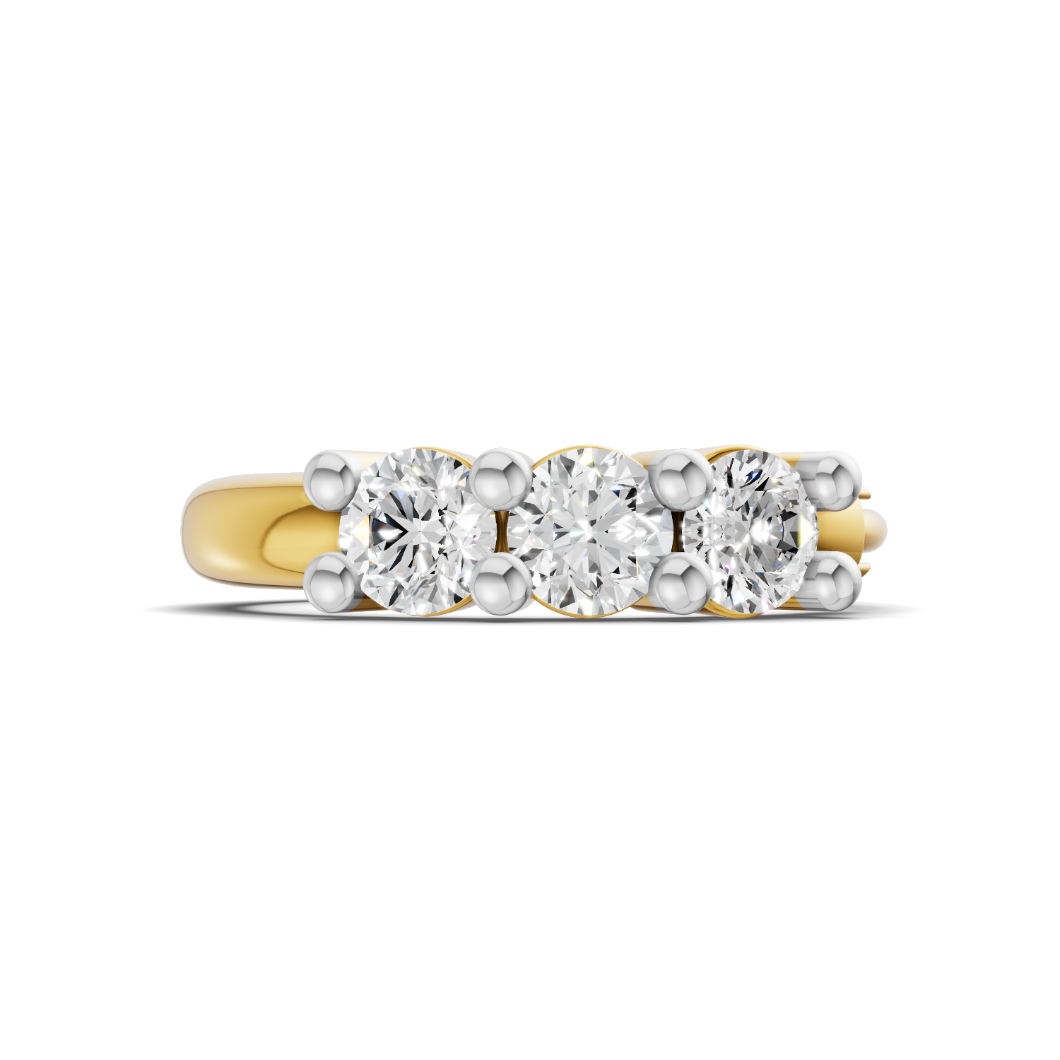 0.11 Carat Lab Grown Diamond Trio Stone Nosepin | 14K Yellow Gold (Screw)