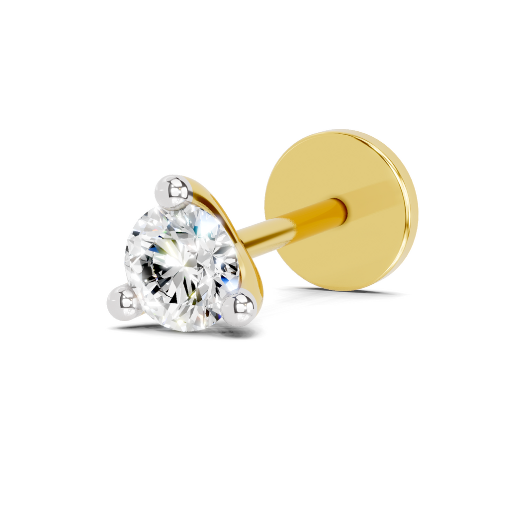 0.15 Carat Lab Grown Diamond Celeste Solitaire Nosepin | 14K Yellow Gold (Screw)