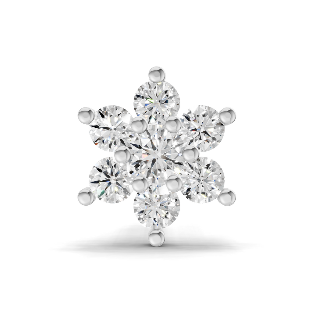 0.16 Carat Lab Grown Diamond Snowflake Nosepin | 14K Yellow Gold (Screw)