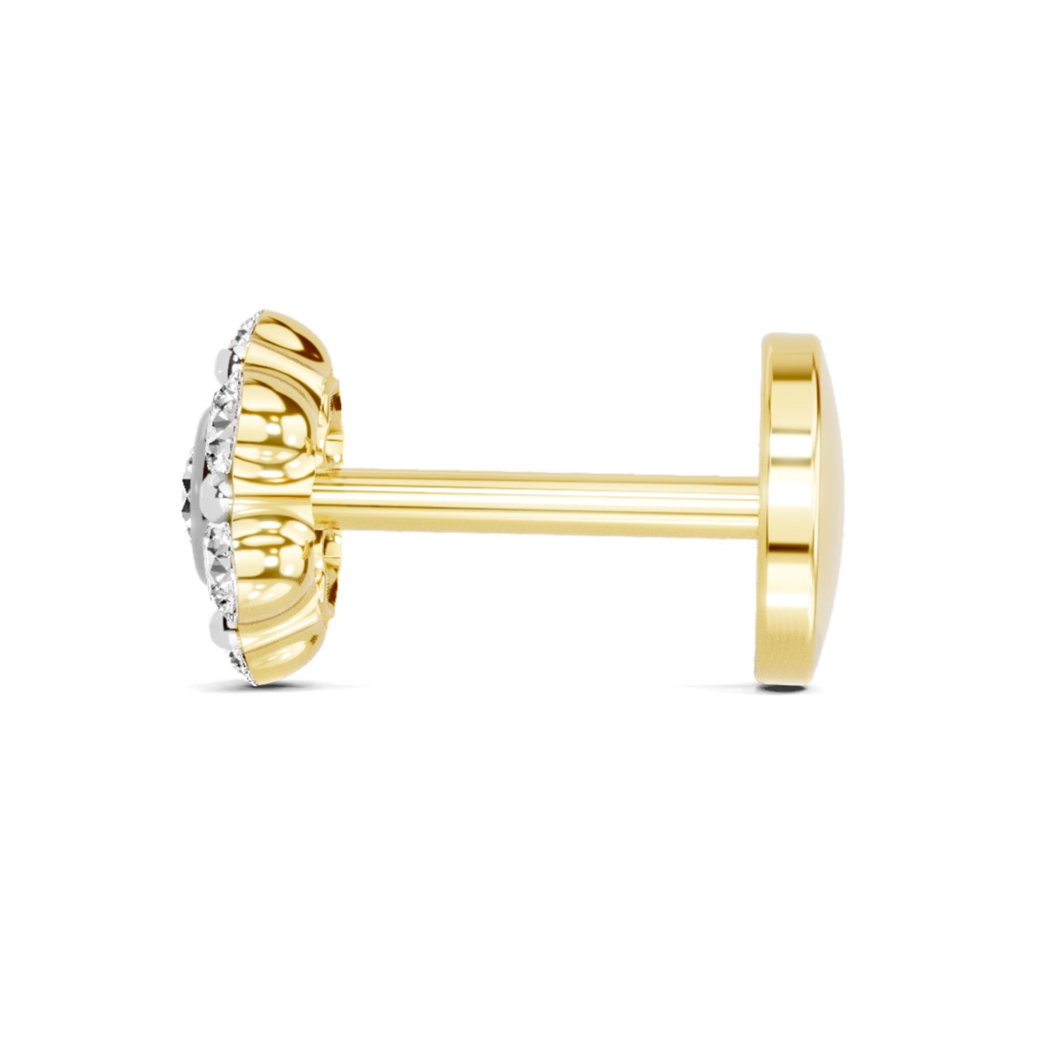 0.11 Ct Floral Stud Round Shape Nose Pin | 14K Yellow Gold