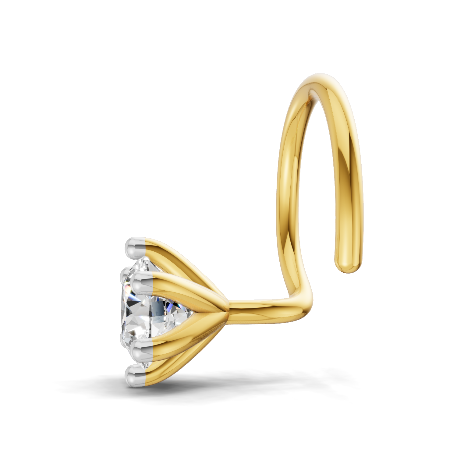 0.25 Carat Lab Grown Diamond Solitaire Nosepin | 14K Yellow Gold (Wire)