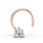 0.04 Ct Round Shape Soilitaire Diamond Nose Pin | 14K Yellow Gold