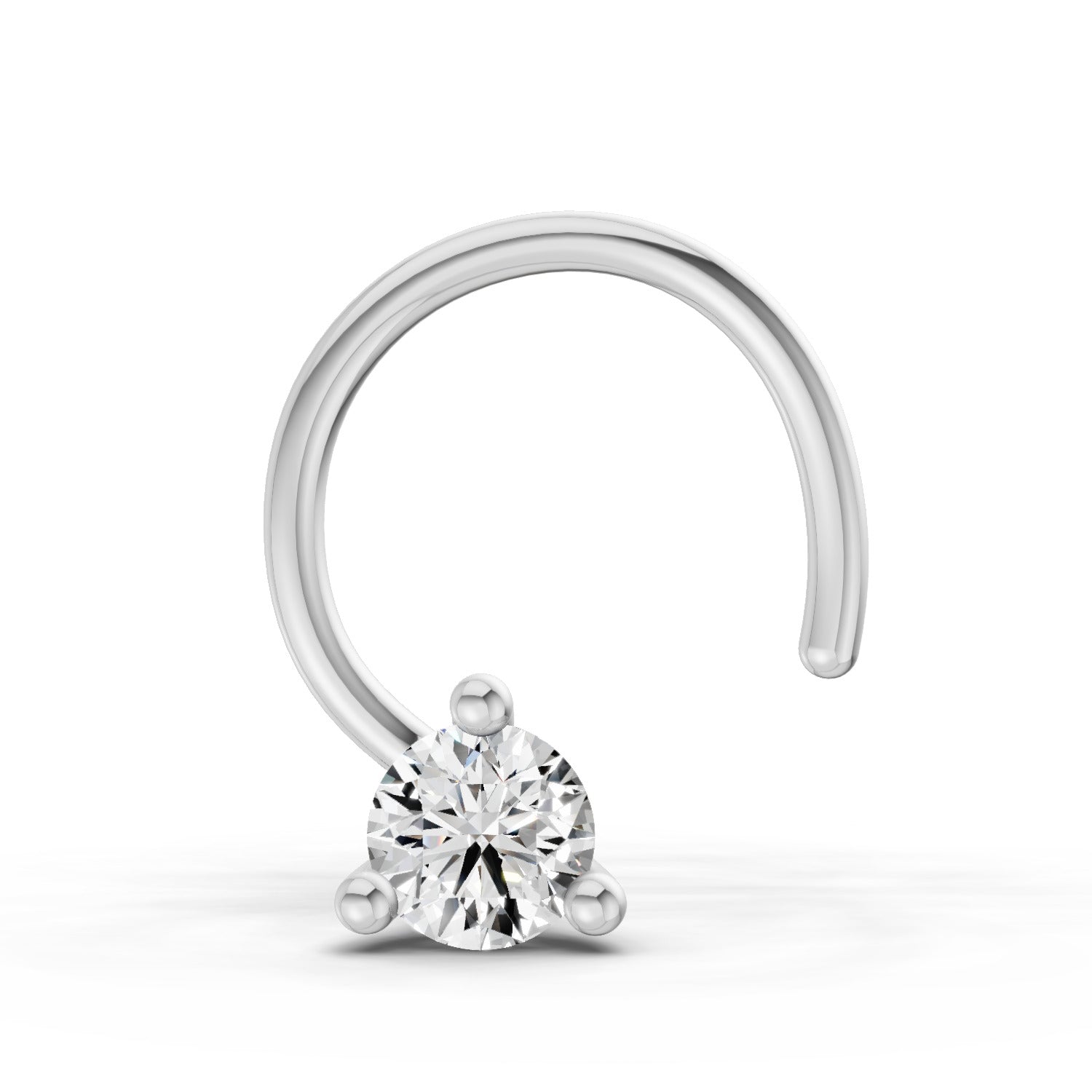0.04 Ct Round Shape Soilitaire Diamond Nose Pin | 14K Yellow Gold