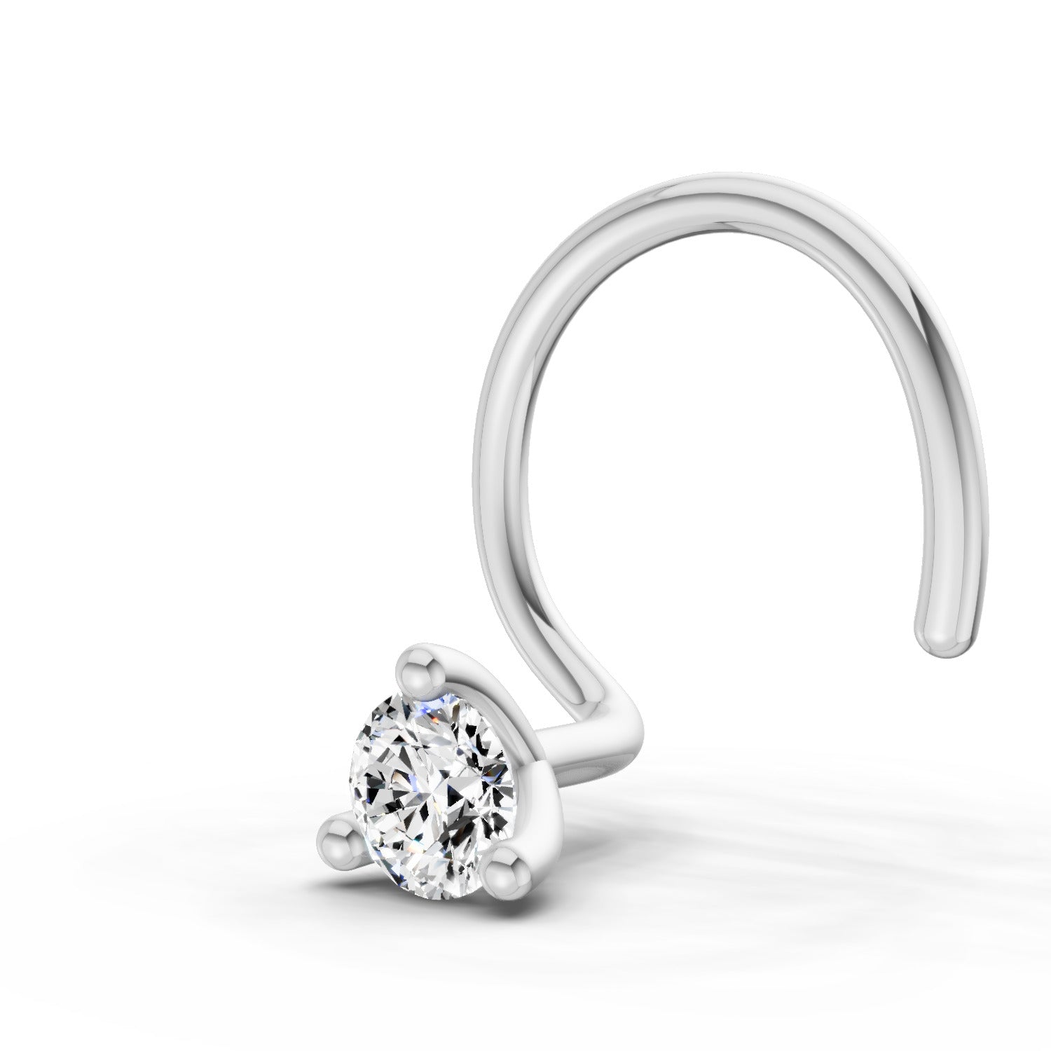 0.04 Ct Round Shape Soilitaire Diamond Nose Pin | 14K Yellow Gold