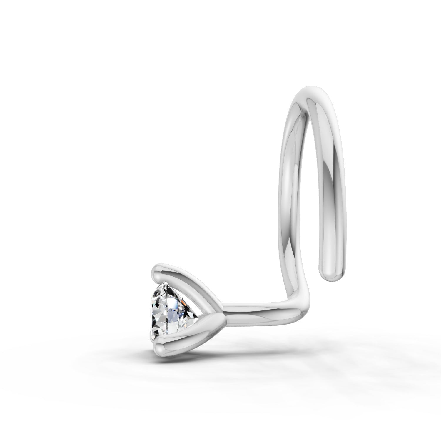 0.04 Ct Round Shape Soilitaire Diamond Nose Pin | 14K White Gold