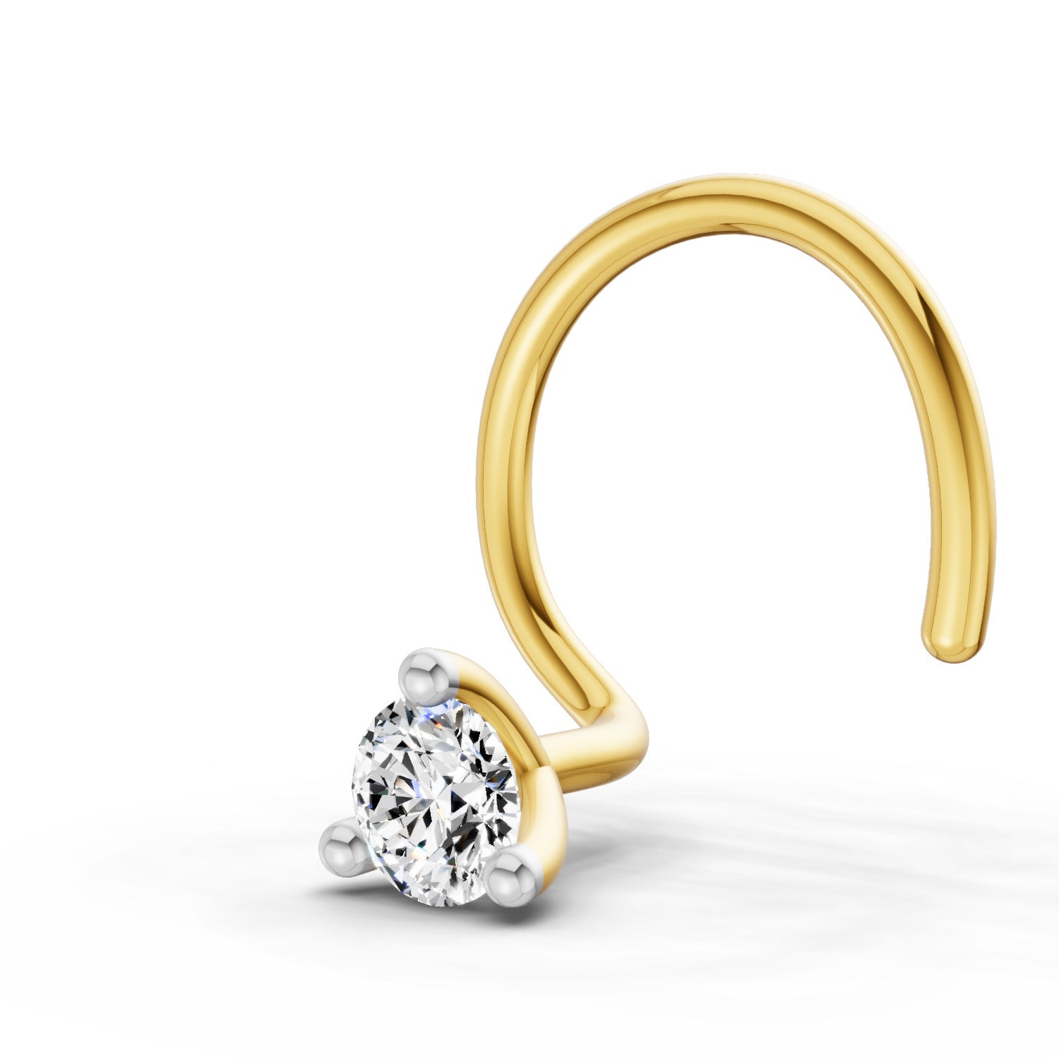0.04 Ct Round Shape Soilitaire Diamond Nose Pin | 14K Yellow Gold