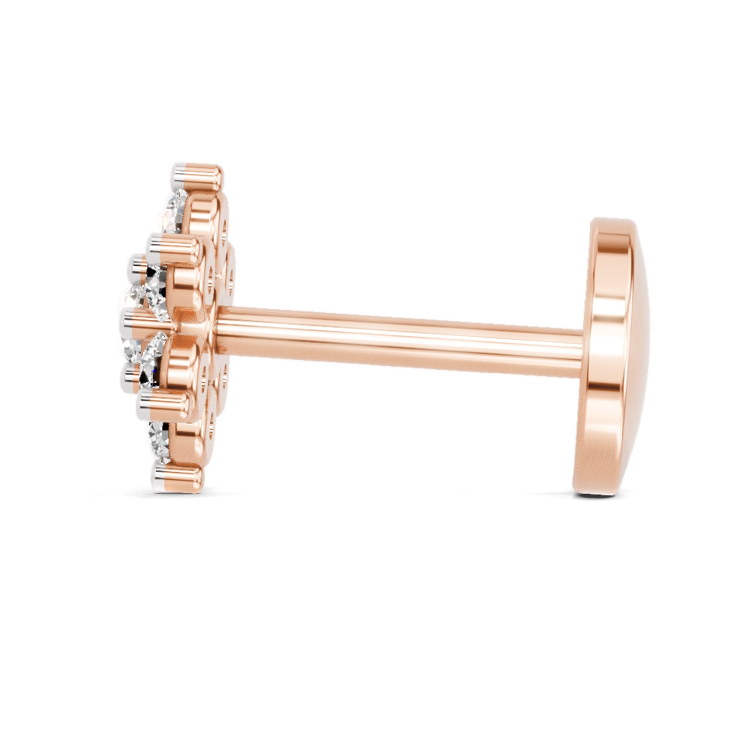 0.11 Ct Round Shape Nose Pin | 14K Rose Gold