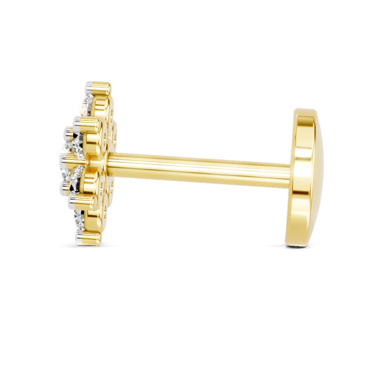 0.11 Ct Round Shape Nose Pin | 14K Yellow Gold