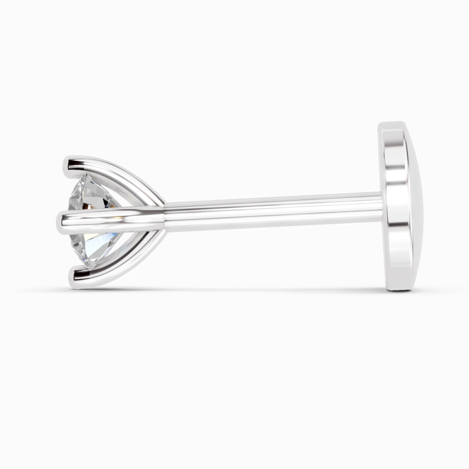 0.03 Carat Round Shape 4 Prong Solitaire Diamond Nose Pin | 14K Yellow Gold-Screw