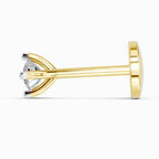 0.03 Carat Round Shape 4 Prong Solitaire Diamond Nose Pin | 14K Yellow Gold-Screw