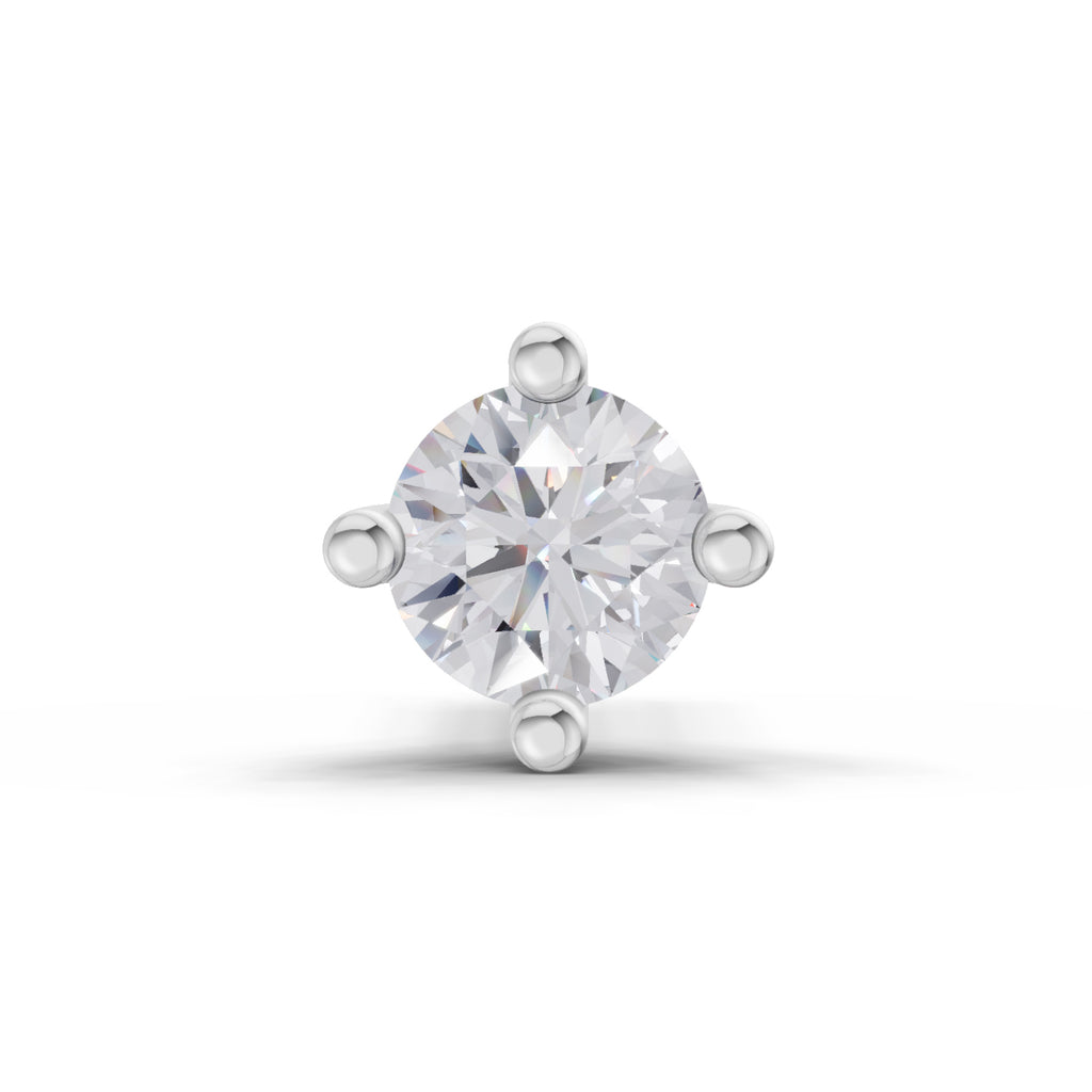 0.03 Carat Round Shape 4 Prong Solitaire Diamond Nose Pin | 14K Yellow Gold-Screw