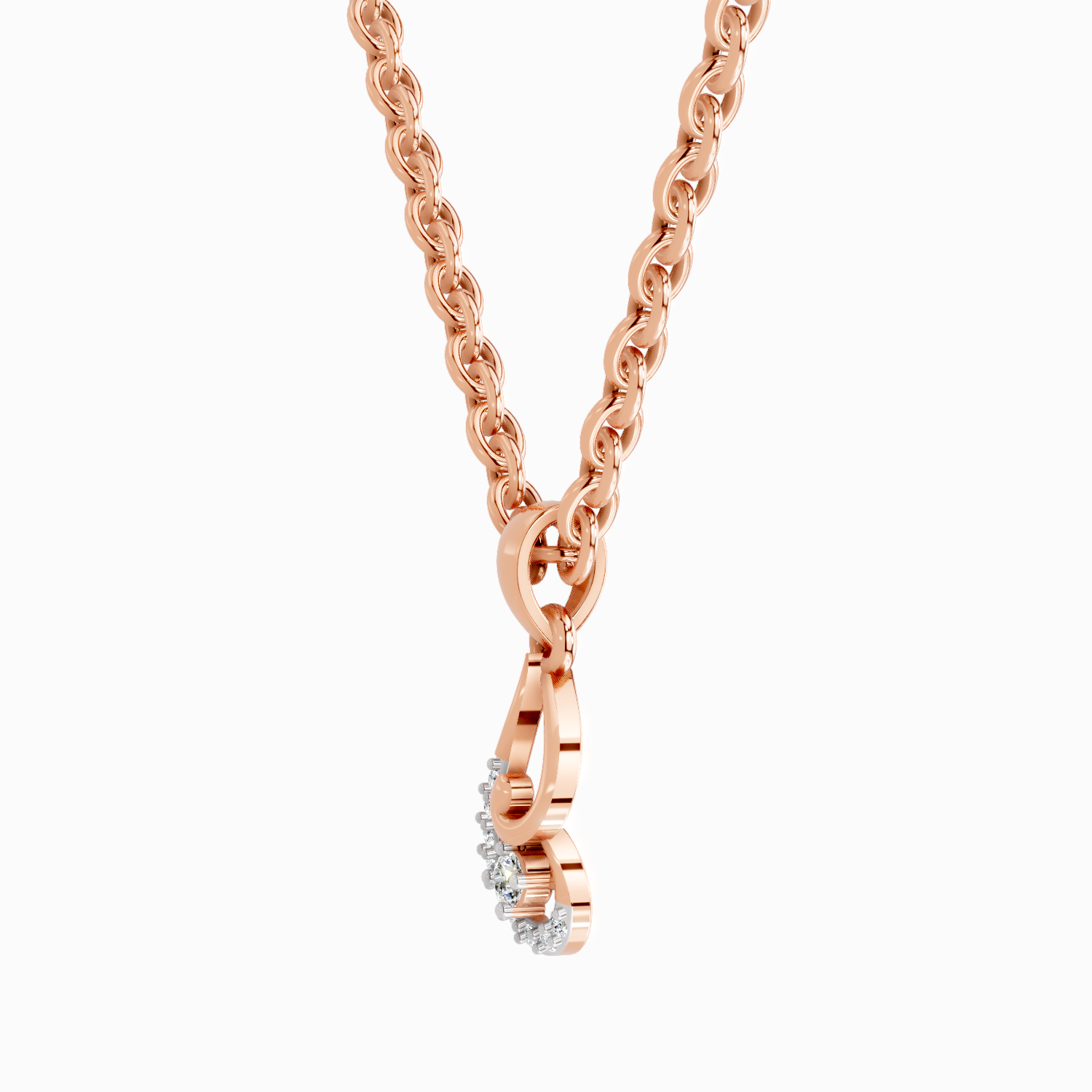 0.04 Carat Round Shape Luminous Curve Pendant | 14K Rose Gold