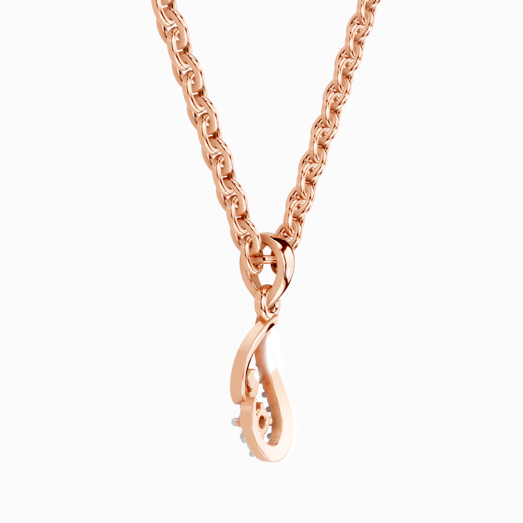0.04 Carat Round Shape Luminous Curve Pendant | 14K Rose Gold