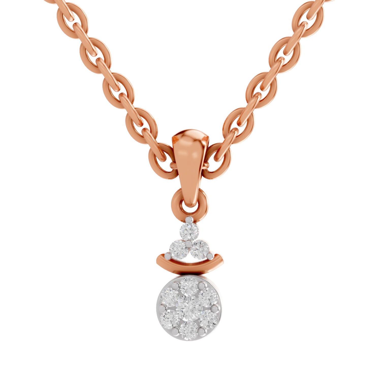 0.09 Ct Round Shape Diamond Pendant | 14K Rose Gold