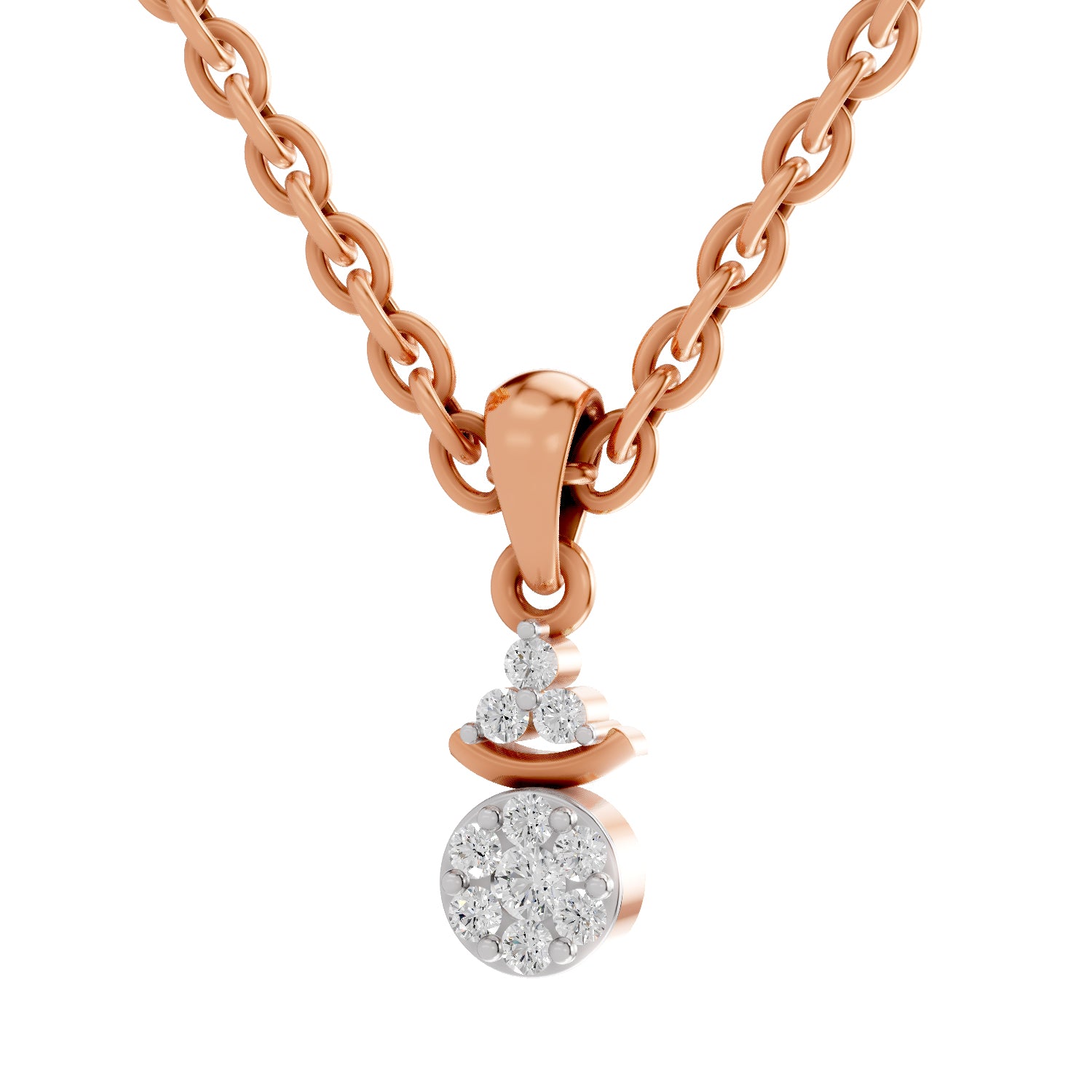 0.09 Ct Round Shape Diamond Pendant | 14K Rose Gold