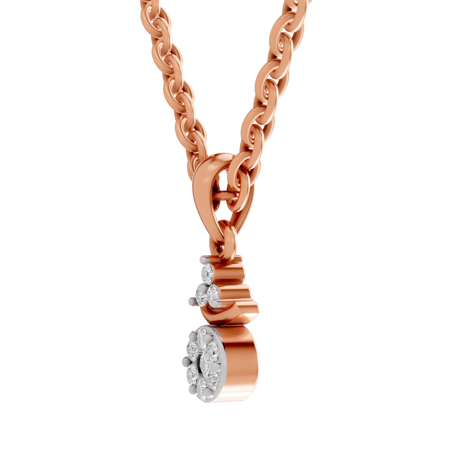 0.09 Ct Round Shape Diamond Pendant | 14K Rose Gold