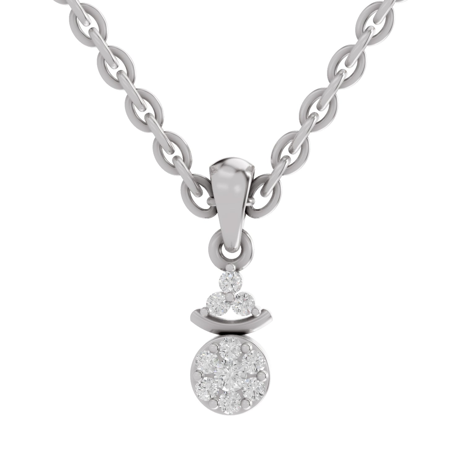 0.09 Ct Round Shape Diamond Pendant | 14K White Gold