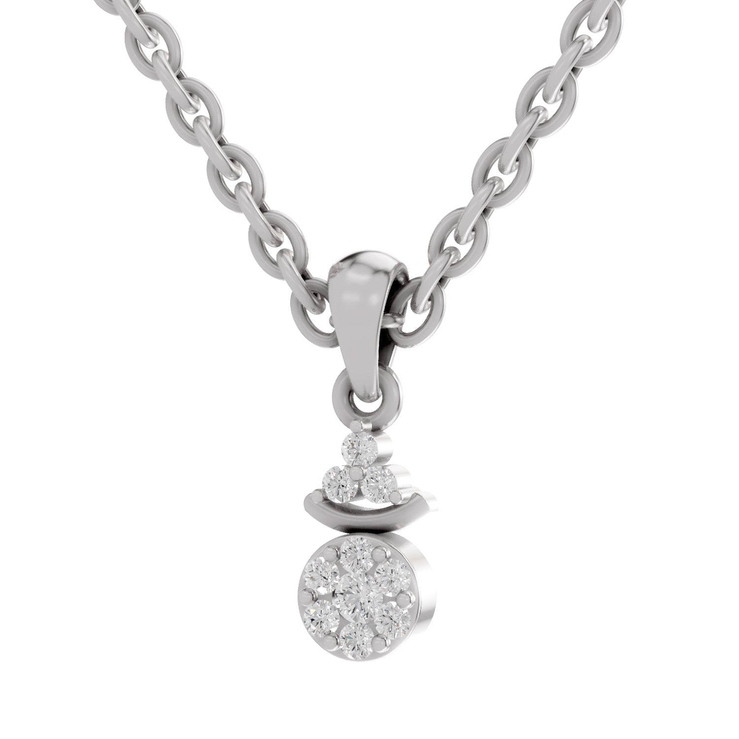 0.09 Ct Round Shape Diamond Pendant | 14K White Gold