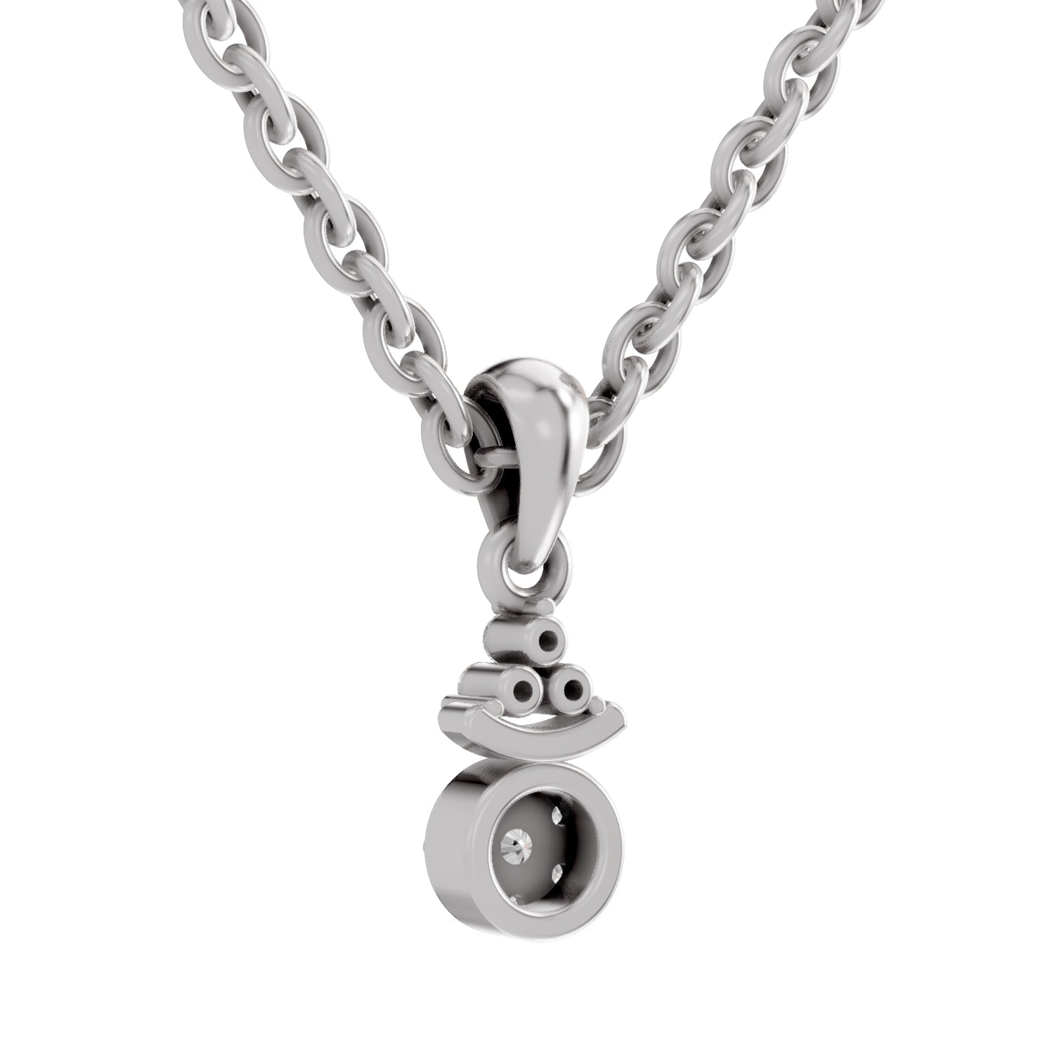 0.09 Ct Round Shape Diamond Pendant | 14K White Gold