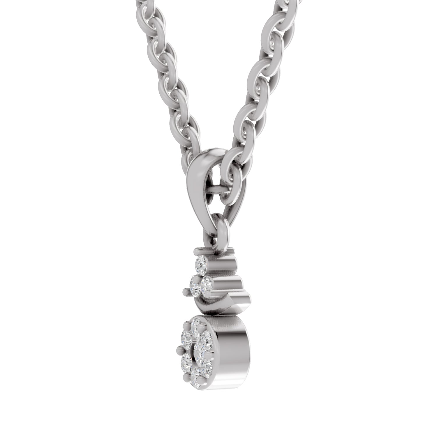 0.09 Ct Round Shape Diamond Pendant | 14K White Gold