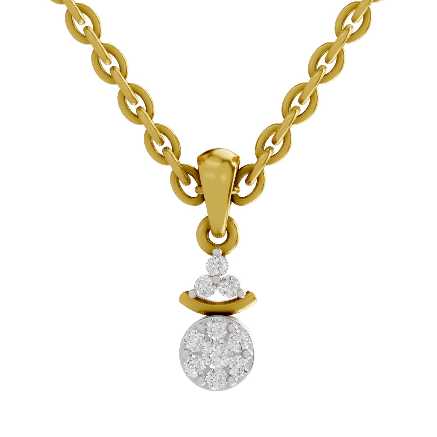 0.09 Ct Round Shape Diamond Pendant | 14K Yellow Gold