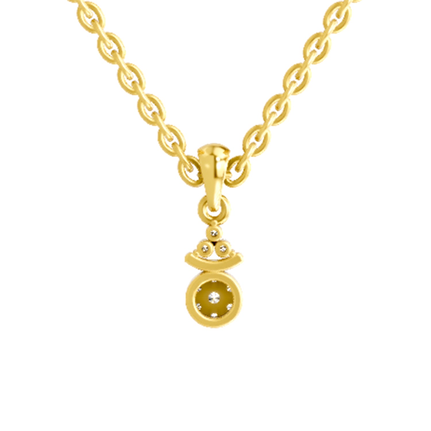 0.09 Ct Round Shape Diamond Pendant | 14K Yellow Gold