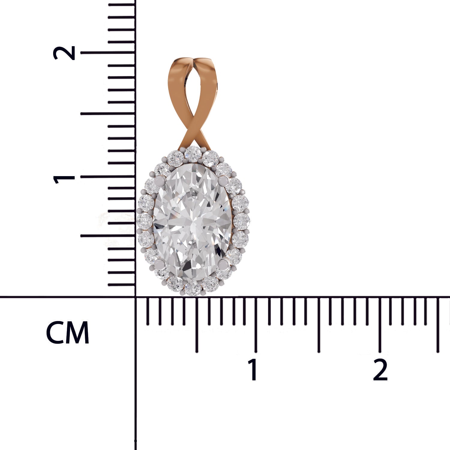 2.23 Ct Oval Shape Halo Diamond Pendant | 14K Rose Gold