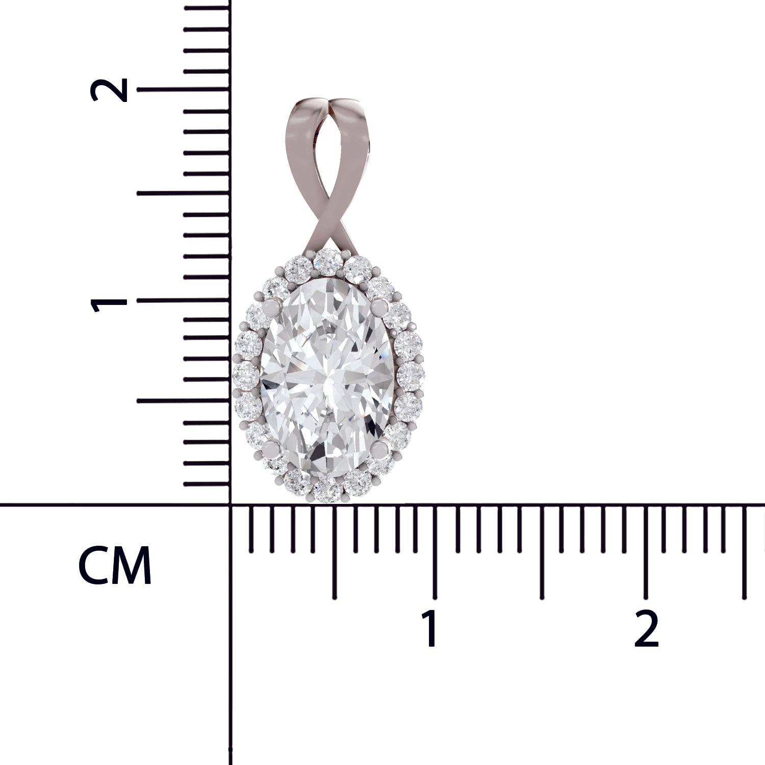 2.23 Ct Oval Shape Halo Diamond Pendant | 14K White Gold