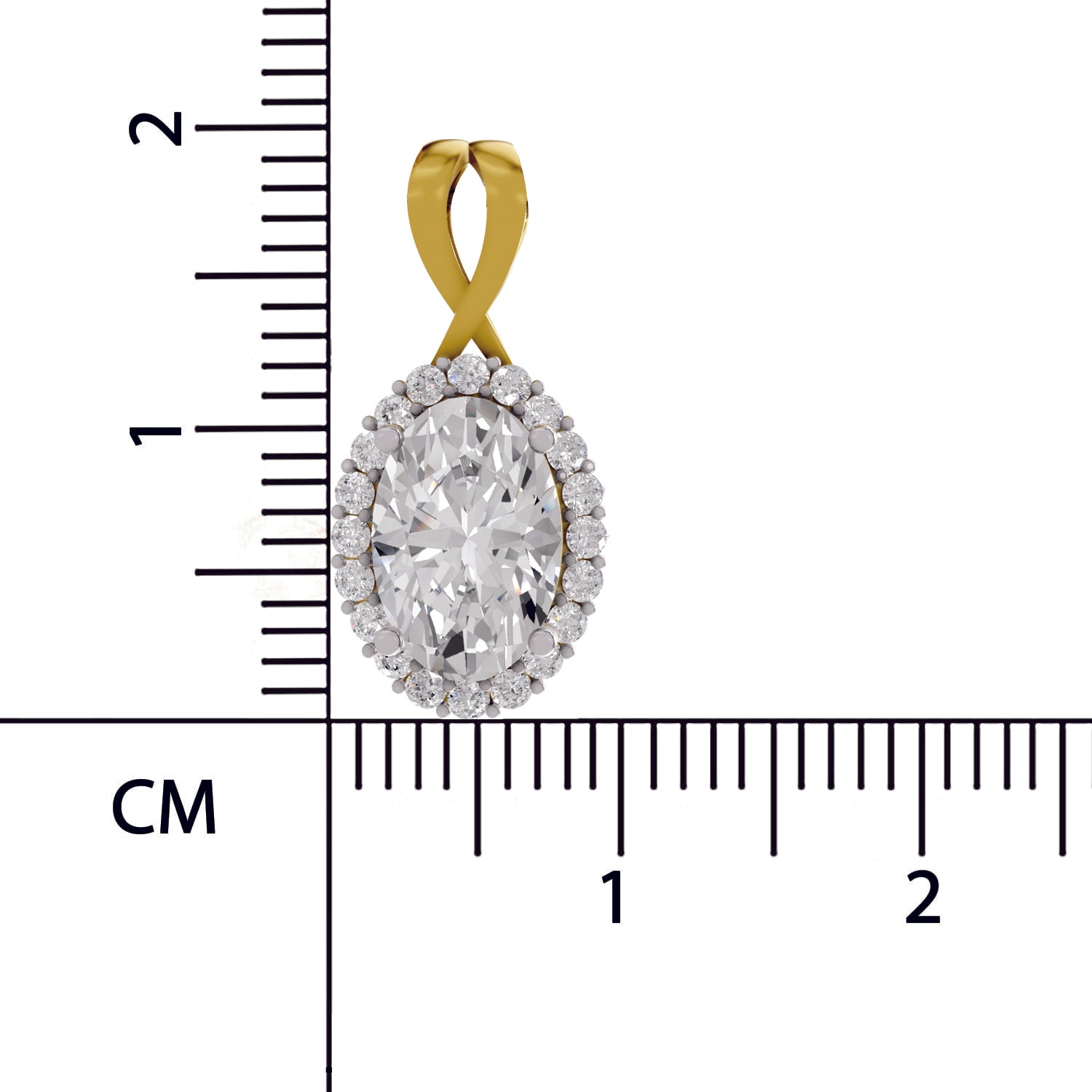 2.23 Ct Oval Shape Halo Diamond Pendant | 14K Yellow Gold