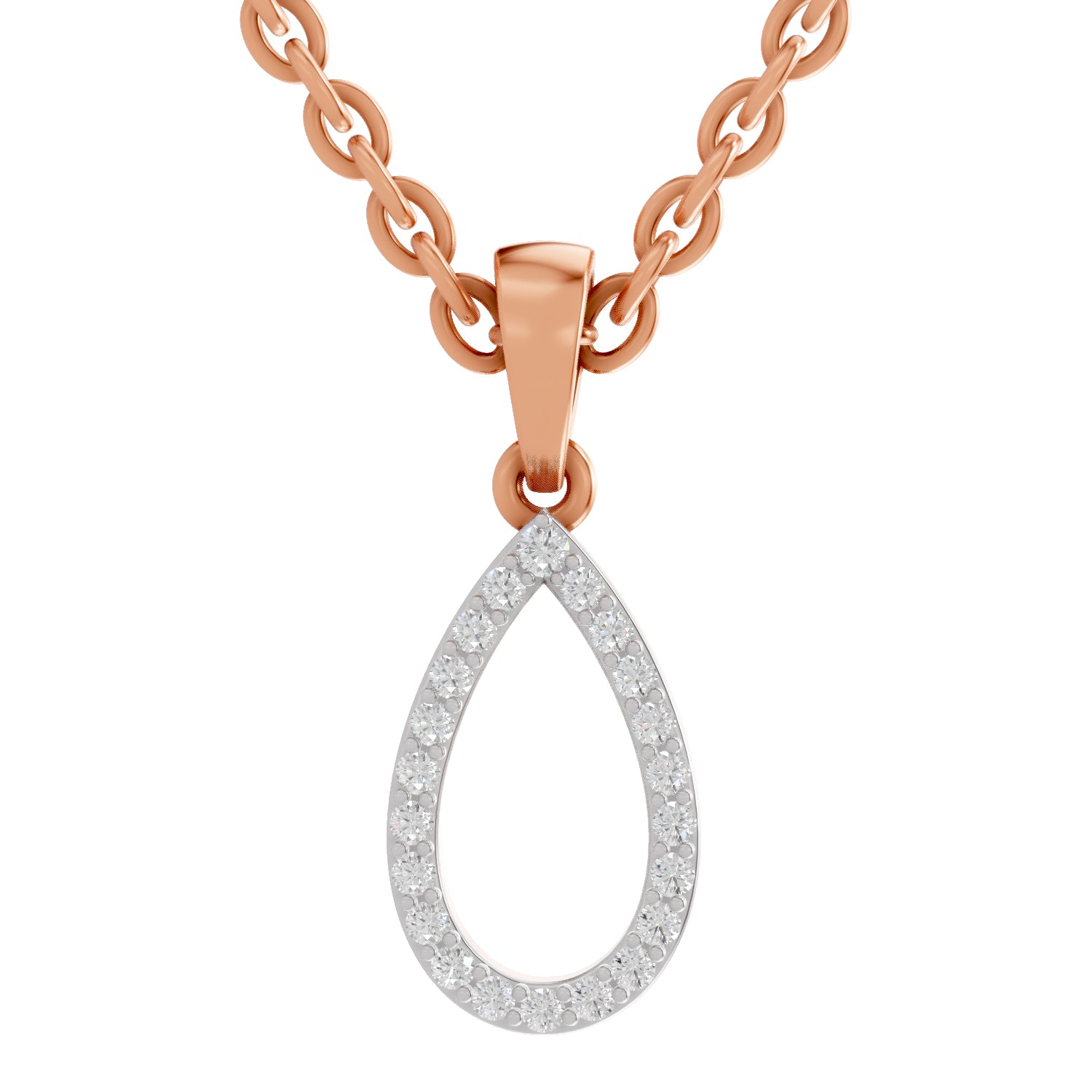 0.11 Ct Round Shape Diamond Pendant | 14K Rose Gold