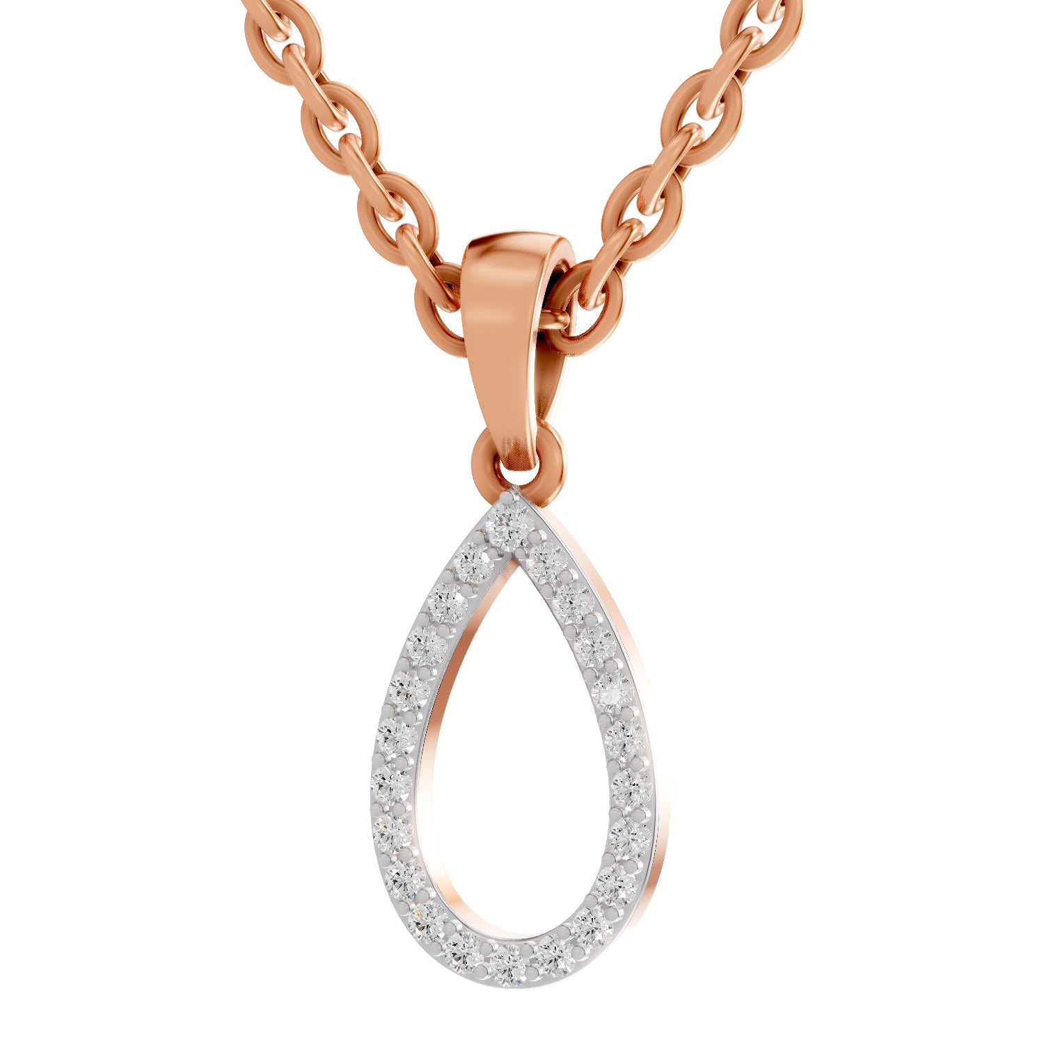 0.11 Ct Round Shape Diamond Pendant | 14K Rose Gold