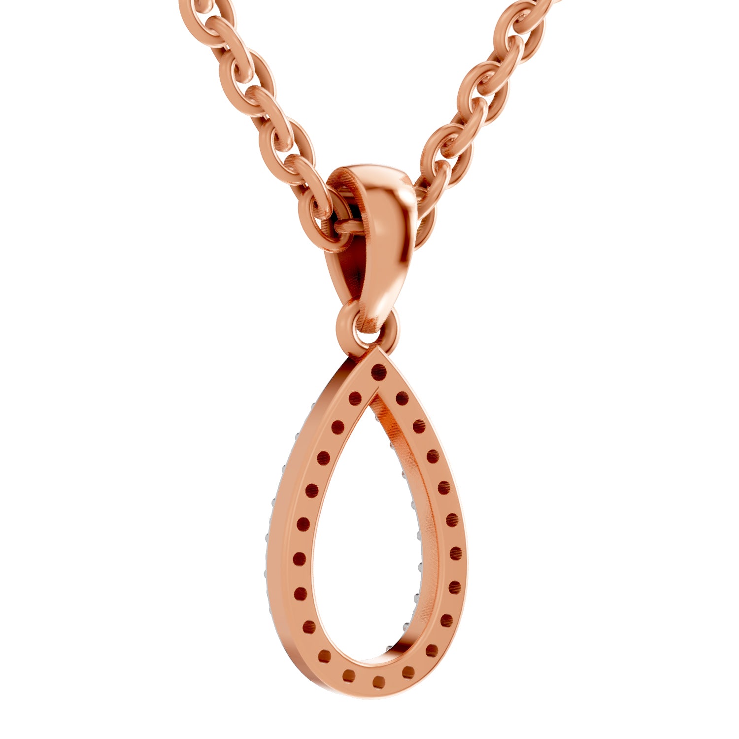 0.11 Ct Round Shape Diamond Pendant | 14K Rose Gold