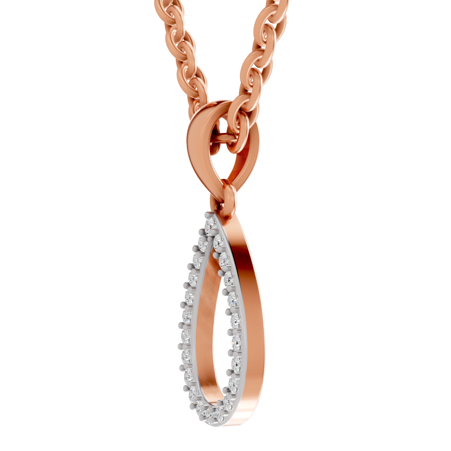 0.11 Ct Round Shape Diamond Pendant | 14K Rose Gold