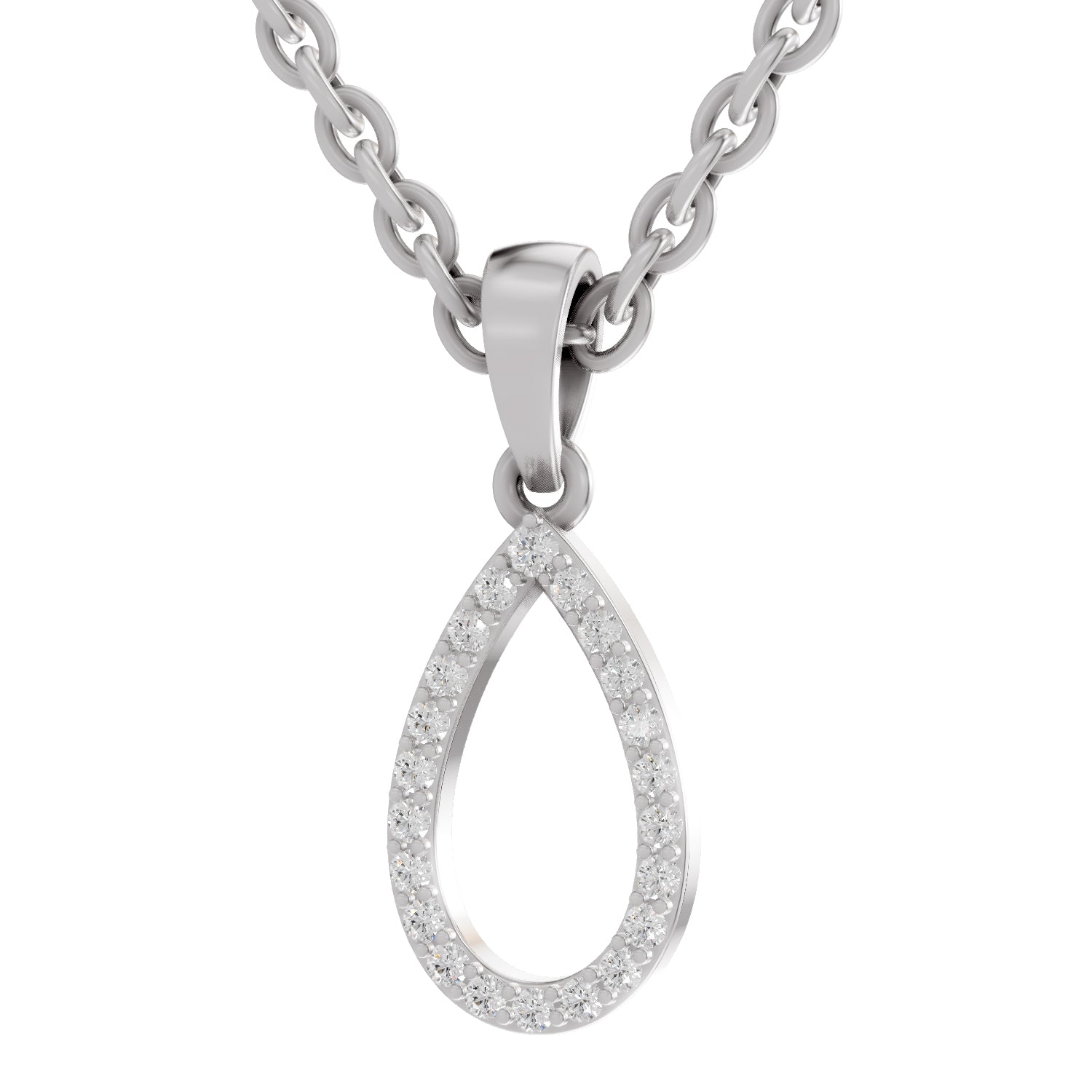 0.11 Ct Round Shape Diamond Pendant | 14K White Gold