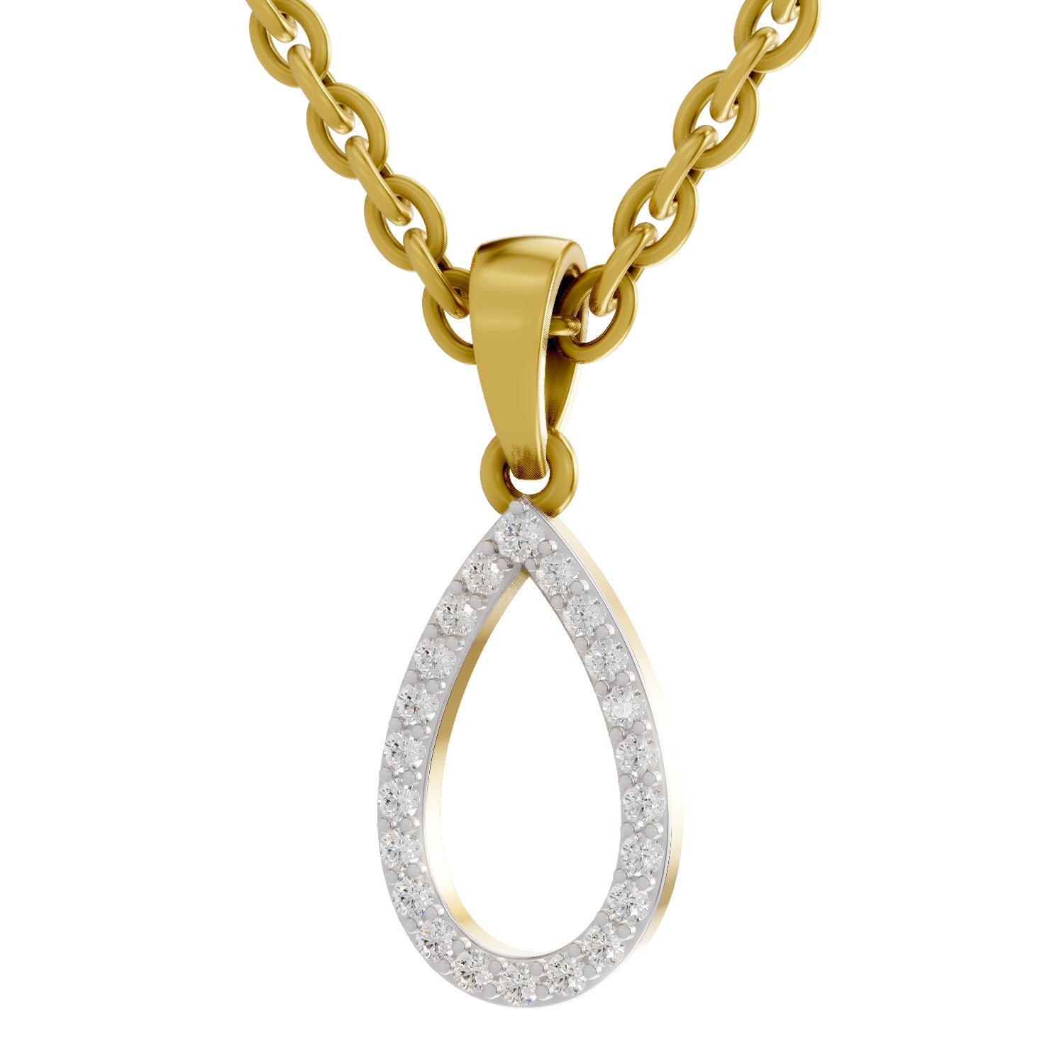 0.11 Ct Round Shape Diamond Pendant | 14K Yellow Gold