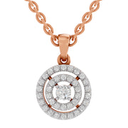 0.28 Ct Round Shape Double Halo Diamond Pendant | 14K Rose Gold