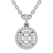 0.28 Ct Round Shape Double Halo Diamond Pendant | 14K White Gold