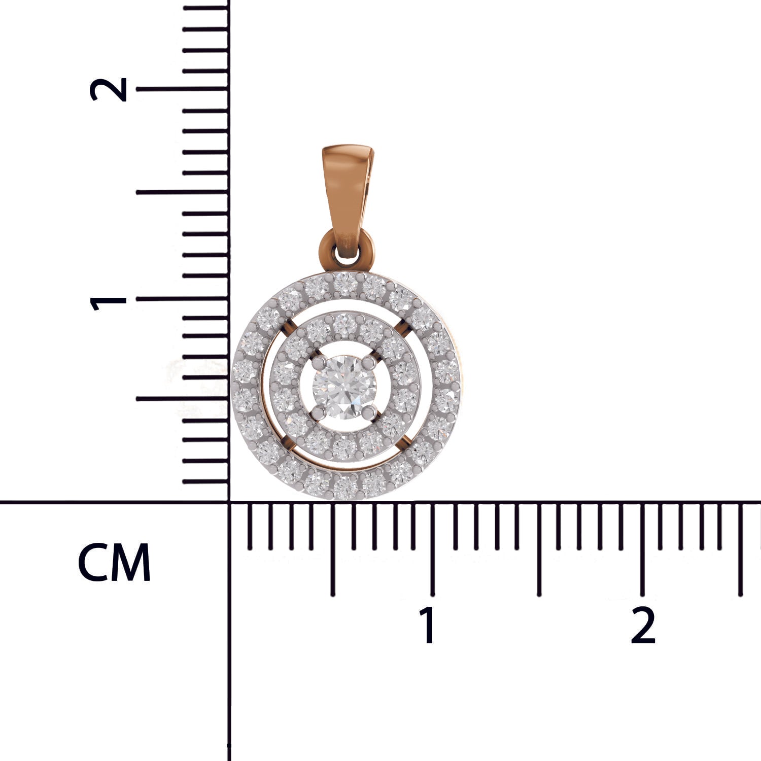 0.28 Ct Round Shape Double Halo Diamond Pendant | 14K Rose Gold