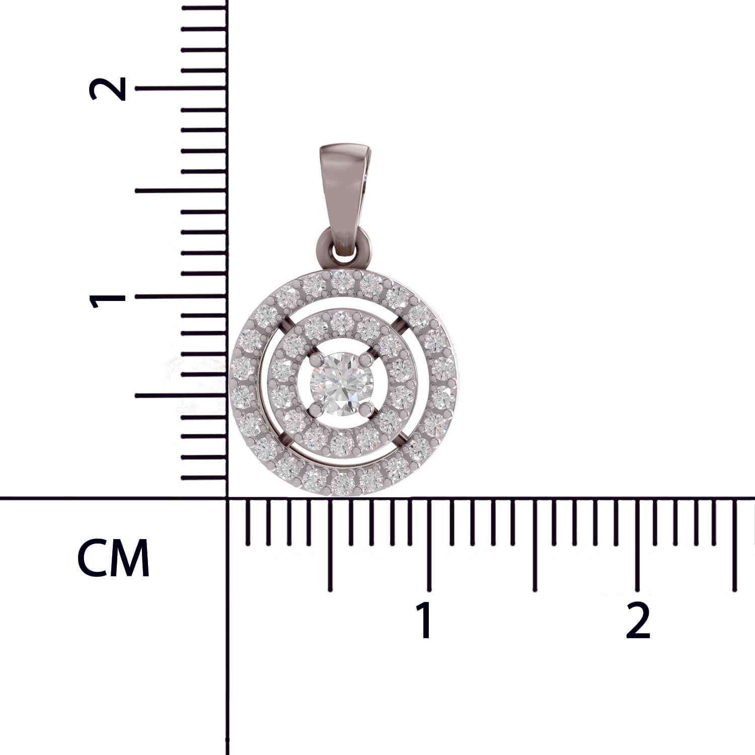 0.28 Ct Round Shape Double Halo Diamond Pendant | 14K White Gold