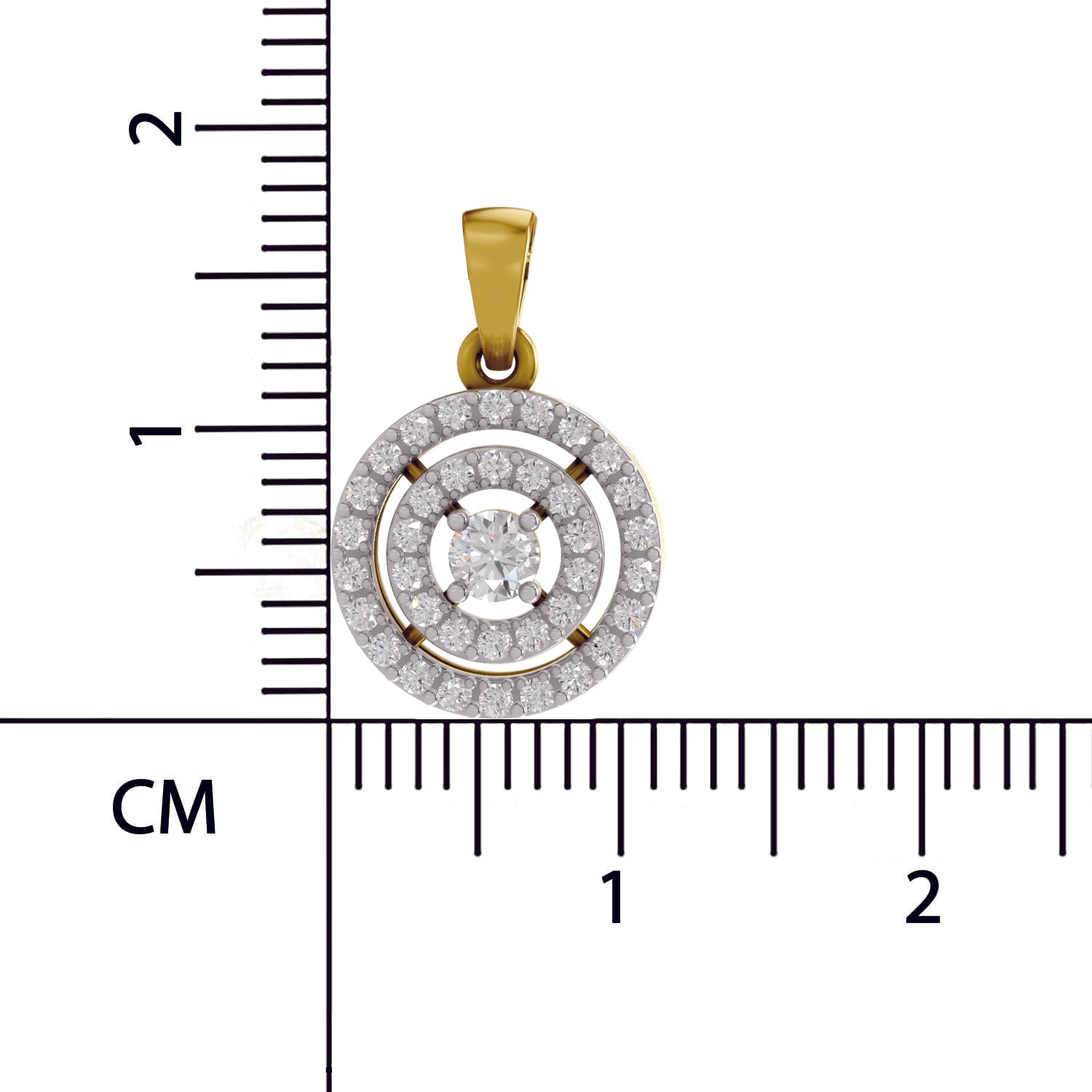 0.28 Ct Round Shape Double Halo Diamond Pendant | 14K Yellow Gold