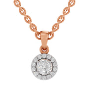 0.36 Ct Round Shape Halo Diamond Pendant | 14K Rose Gold