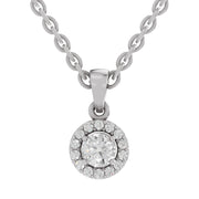 0.36 Ct Round Shape Halo Diamond Pendant | 14K White Gold
