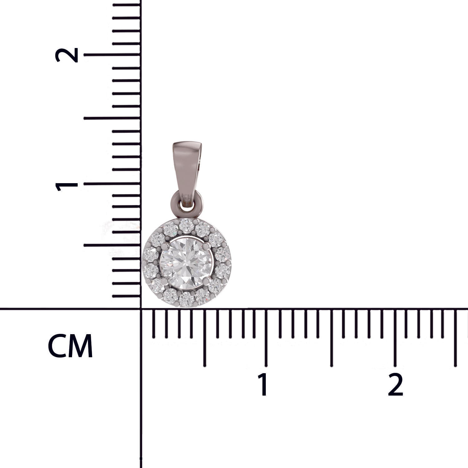 0.36 Ct Round Shape Halo Diamond Pendant | 14K White Gold