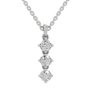 1.14 Ct Round Shape 3 Stone Diamond Pendant | 14K White Gold