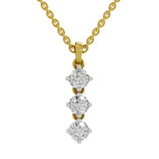 1.14 Ct Round Shape 3 Stone Diamond Pendant | 14K Yellow Gold