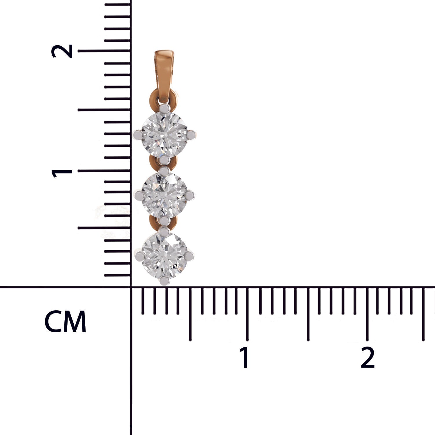 1.14 Ct Round Shape 3 Stone Diamond Pendant | 14K Rose Gold