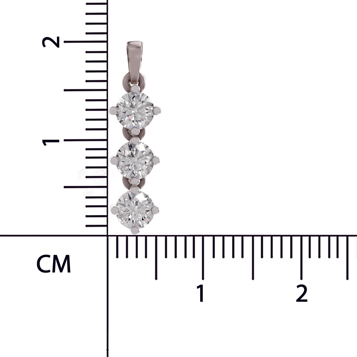 1.14 Ct Round Shape 3 Stone Diamond Pendant | 14K White Gold
