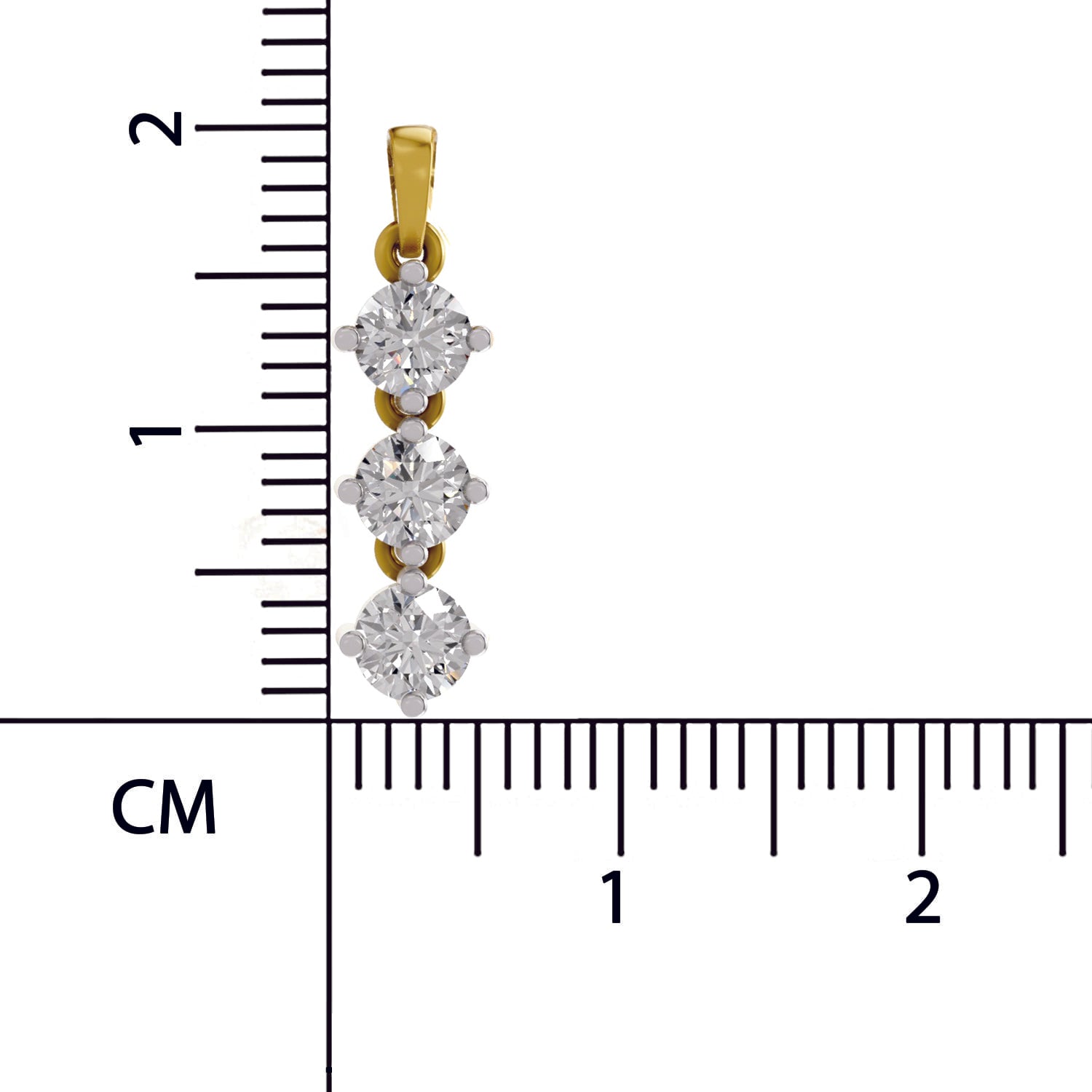 1.14 Ct Round Shape 3 Stone Diamond Pendant | 14K Yellow Gold